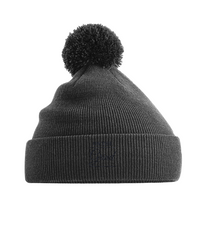 On The Grind - (black embroidery) - pom pom beanie hat
