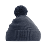On The Grind - (black embroidery) - pom pom beanie hat