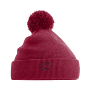 On The Grind - (black embroidery) - pom pom beanie hat