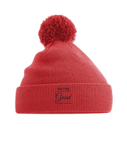 On The Grind - (black embroidery) - pom pom beanie hat