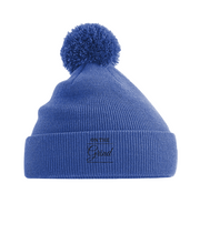 On The Grind - (black embroidery) - pom pom beanie hat