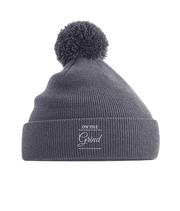 On The Grind - (white embroidery) - pom pom beanie hat