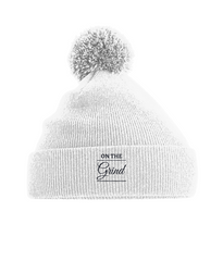 On The Grind - (black embroidery) - pom pom beanie hat