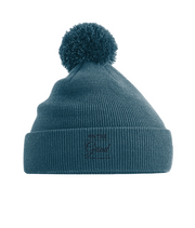 On The Grind - (black embroidery) - pom pom beanie hat
